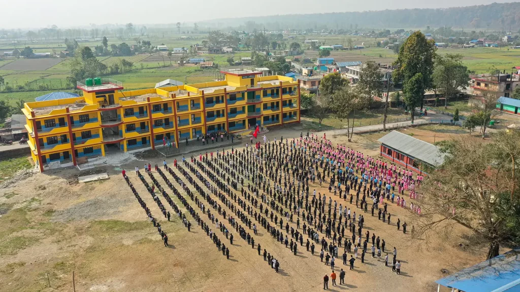 Aerial view of School Assembly